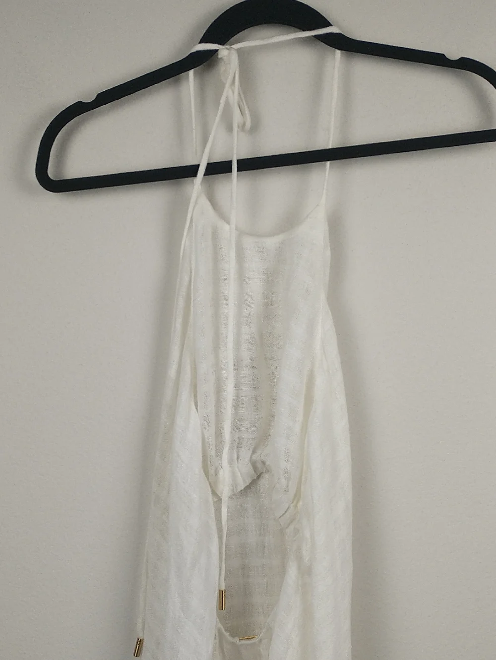 Cult Gaia Halter Maxi Dress XS Off White Sheer Linen Gauze Beach Coverup